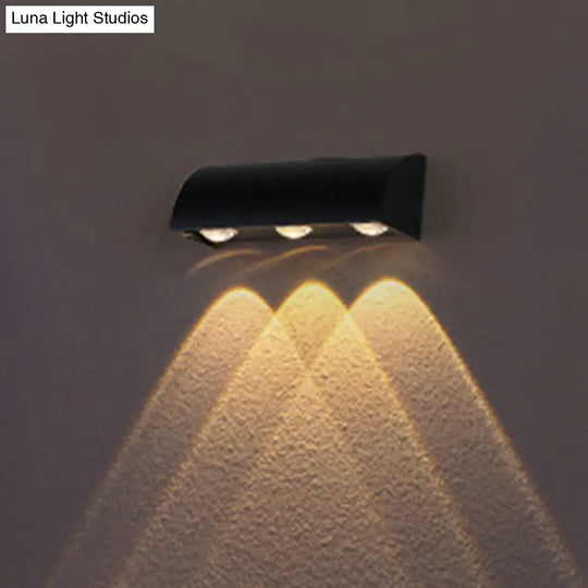 Contemporary Led Wall Sconce Black Metal Shade Flush Mount Design