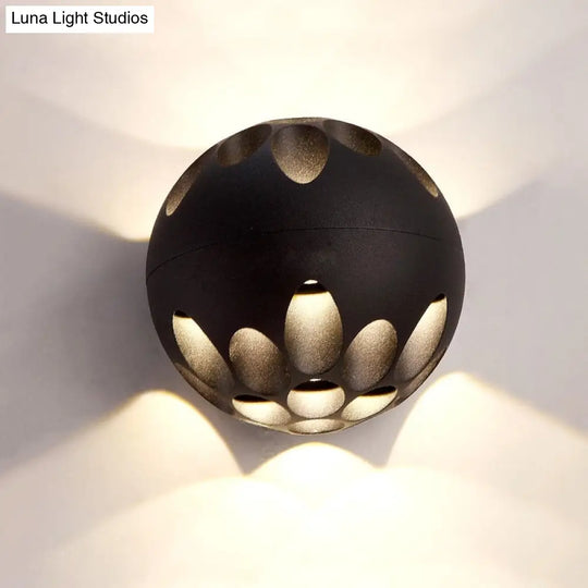 Contemporary Led Wall Sconce: Black/White Metallic Shade For Bedside