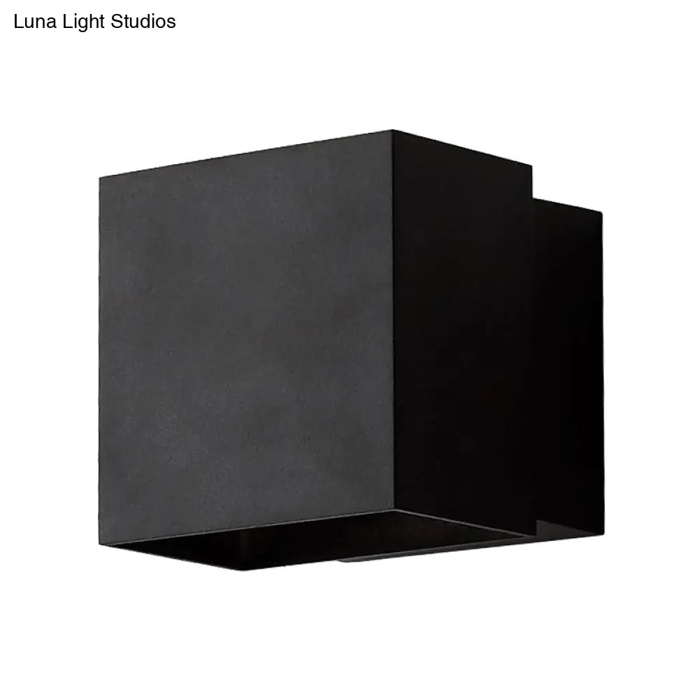 Contemporary Led Wall Sconce - Cuboid Shape Adjustable Angle Metal Black/Grey/White Outdoor Mount