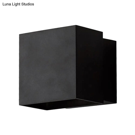 Contemporary Led Wall Sconce - Cuboid Shape Adjustable Angle Metal Black/Grey/White Outdoor Mount