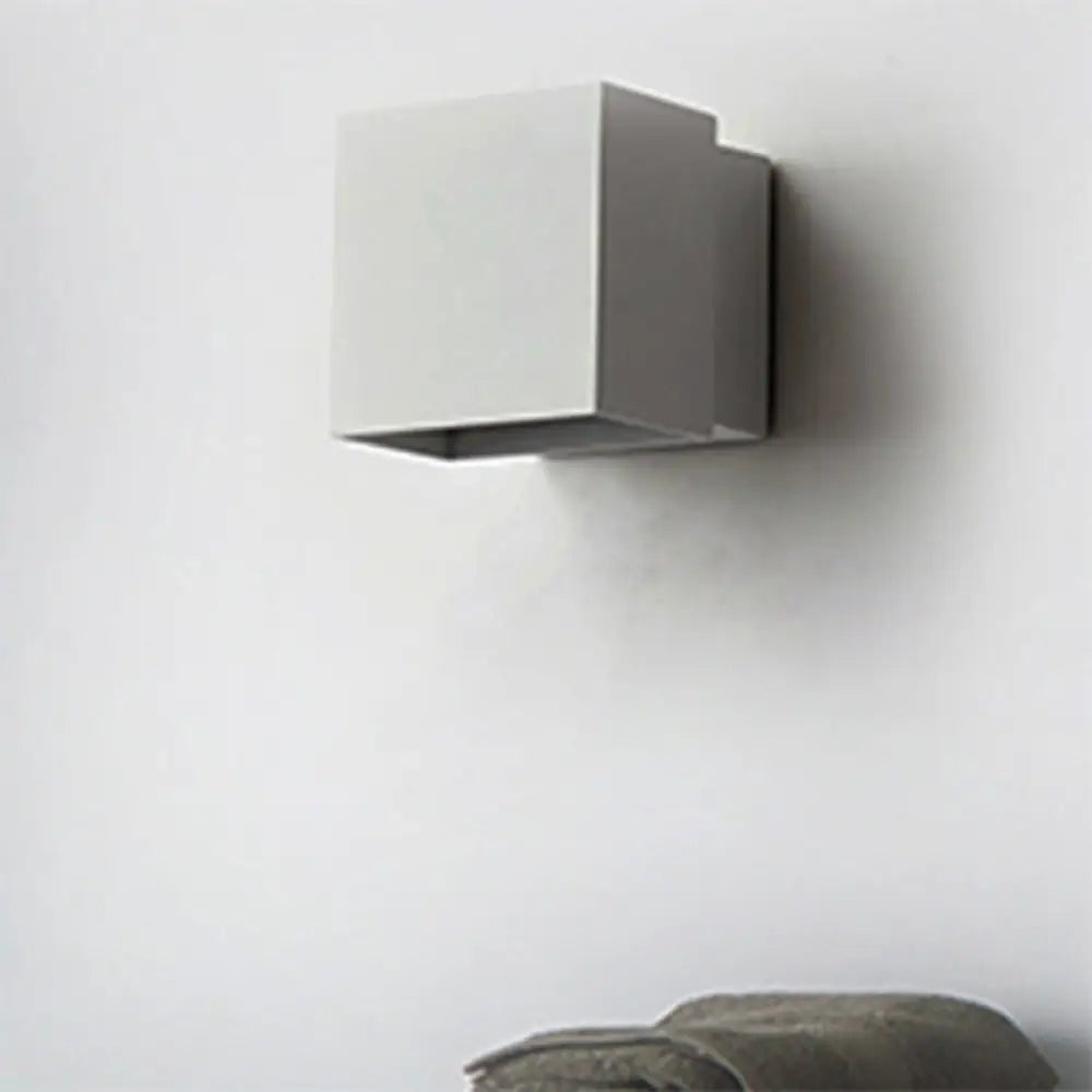 Contemporary Led Wall Sconce - Cuboid Shape Adjustable Angle Metal Black/Grey/White Outdoor Mount