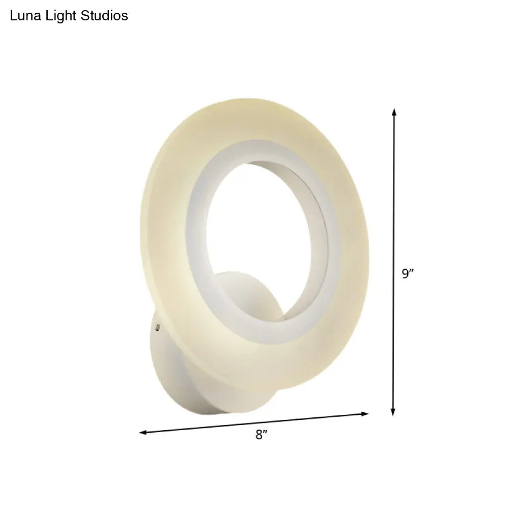 Contemporary Led Wall Sconce Lamp - White Ring Design With Acrylic Shade Warm/White Light