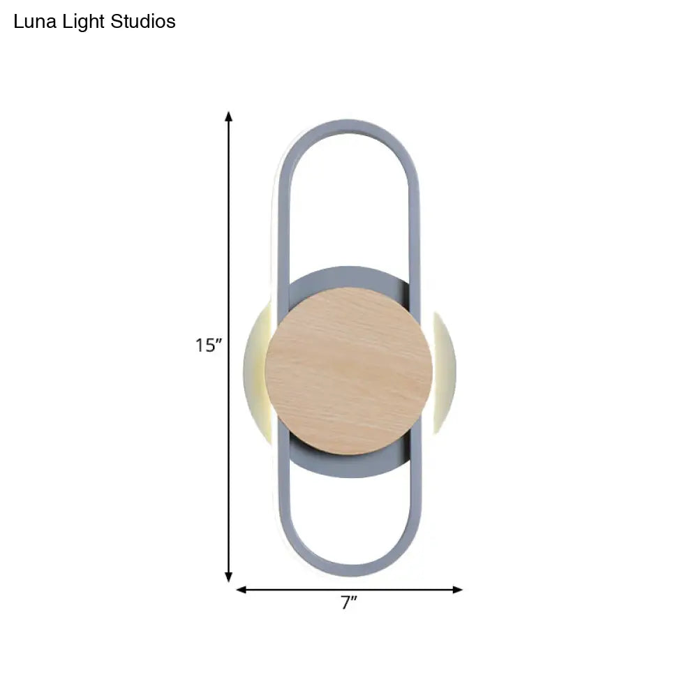 Contemporary Led Wall Sconce Lighting - Grey Oval & Round Design For Bedside