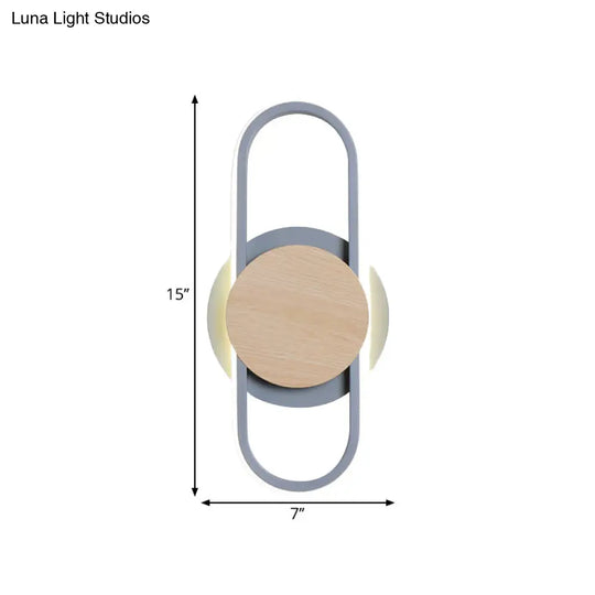 Contemporary Led Wall Sconce Lighting - Grey Oval & Round Design For Bedside