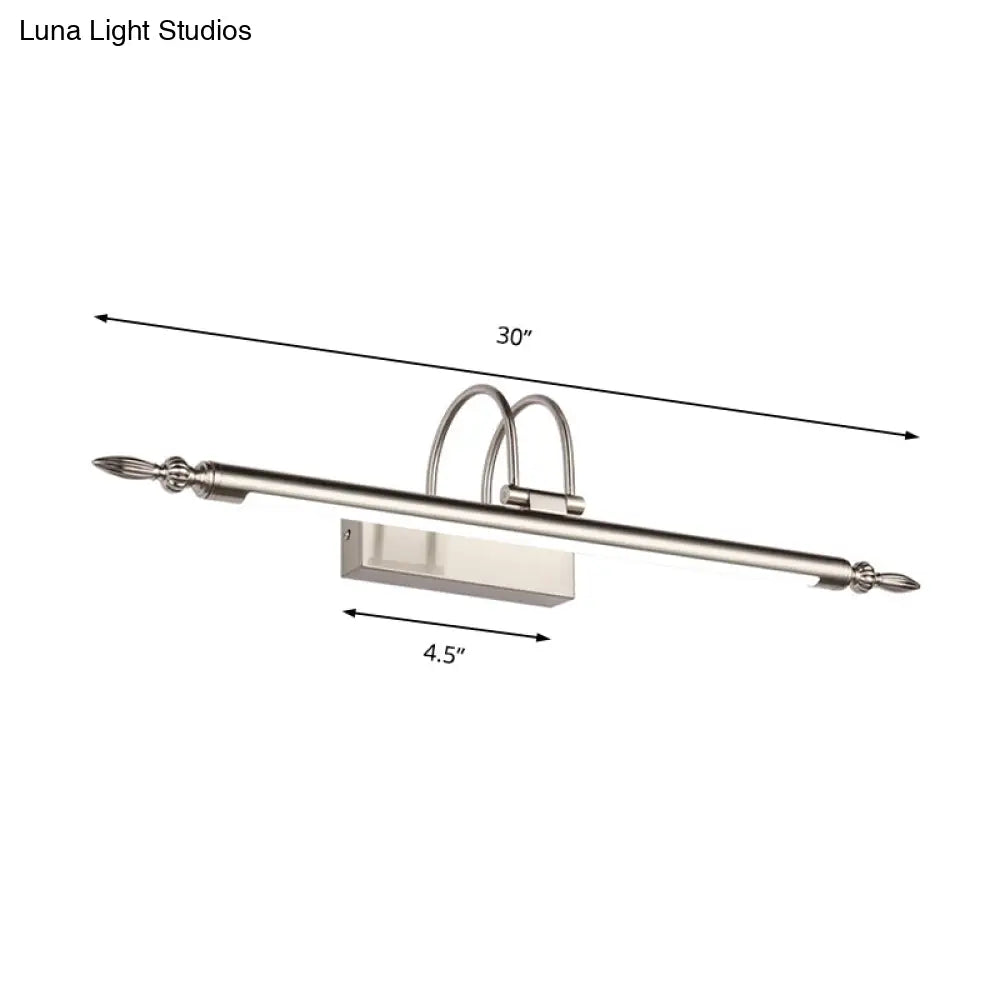 Contemporary Led Wall Sconce - Slim Metal Design 22/26/30 Wide Brass/Nickel Finish White/Warm Light