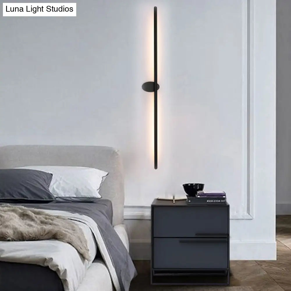 Contemporary Led Wall Sconce - Slim Metal Design With Natural Light 21.5/28/36 Width Black Finish