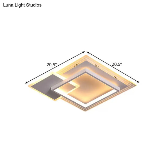 Contemporary Led White Ceiling Light With Warm/White - Metal Square Flushmount 16.5/20.5