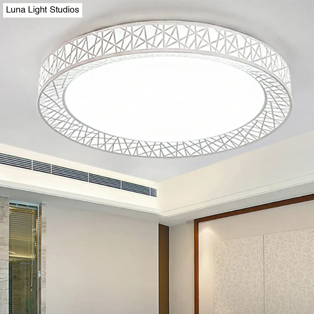 Contemporary Led White Flush Mount Lamp For Bedroom - 15/19/23 Wide Ring Acrylic Lighting Fixture