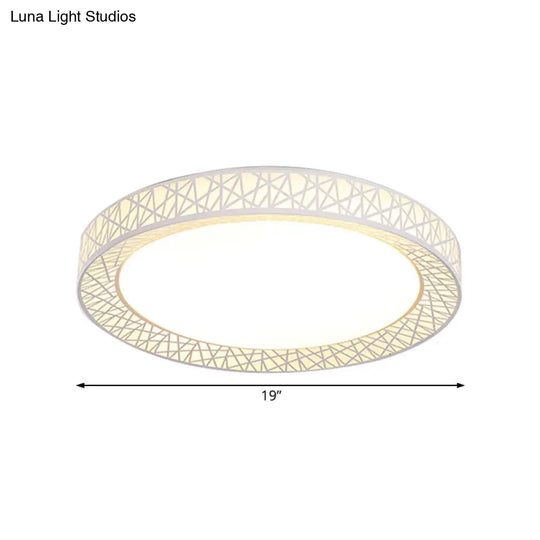 Contemporary Led White Flush Mount Lamp For Bedroom - 15/19/23 Wide Ring Acrylic Lighting Fixture