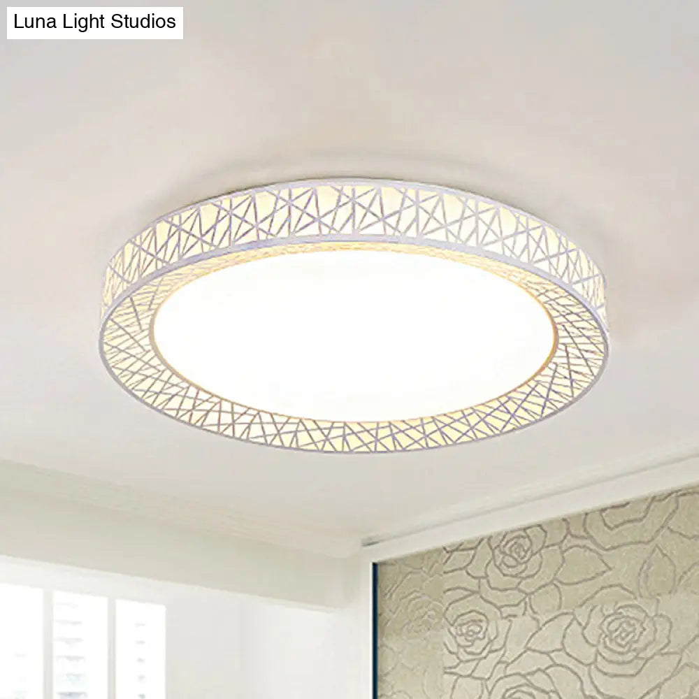 Contemporary Led White Flush Mount Lamp For Bedroom - 15/19/23 Wide Ring Acrylic Lighting Fixture