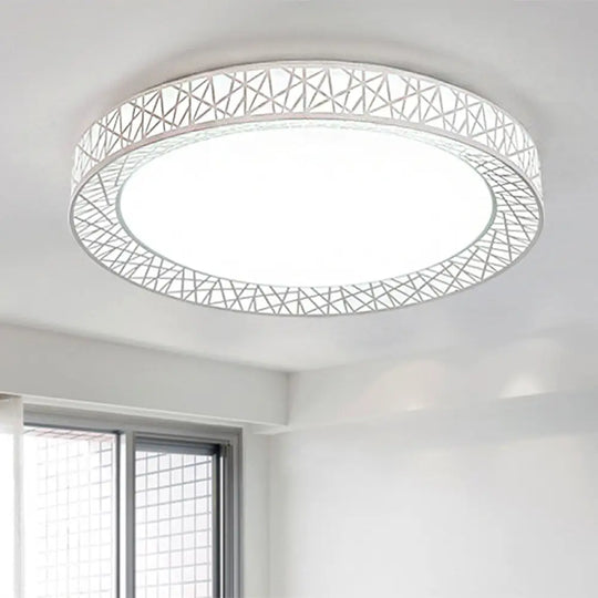 Contemporary Led White Flush Mount Lamp For Bedroom - 15’/19’/23’ Wide Ring Acrylic Lighting