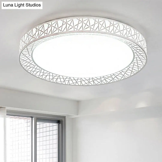 Contemporary Led White Flush Mount Lamp For Bedroom - 15/19/23 Wide Ring Acrylic Lighting Fixture /