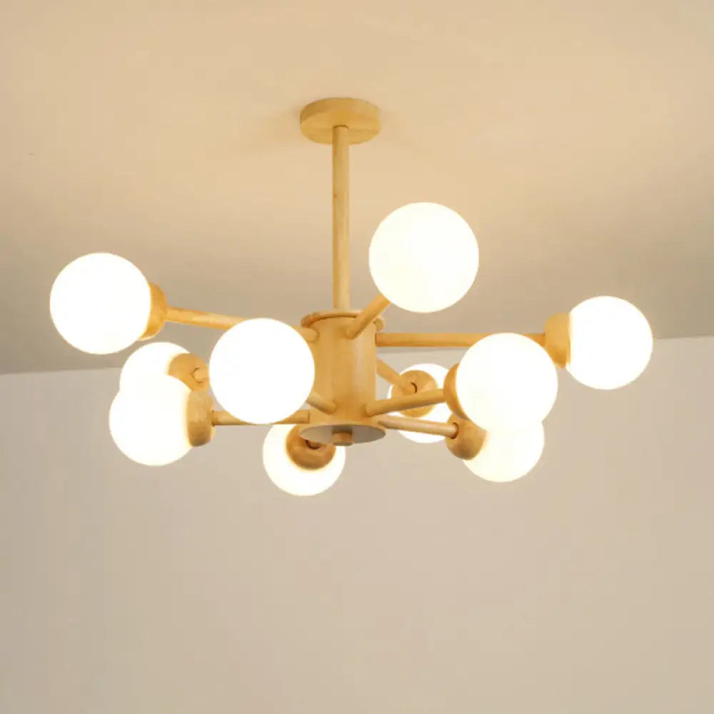 Contemporary Led Wooden Chandelier For Living Room Ceiling 10 / Wood