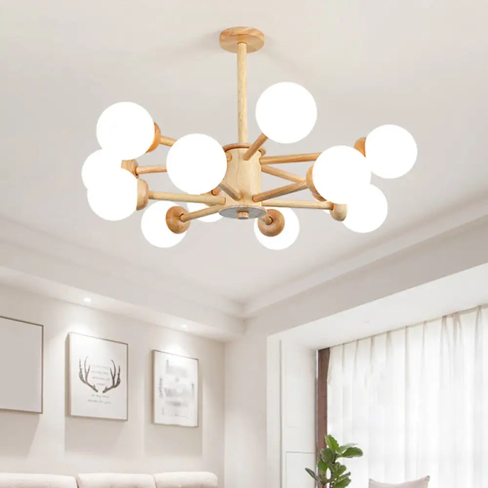 Contemporary Led Wooden Chandelier For Living Room Ceiling 12 / Wood