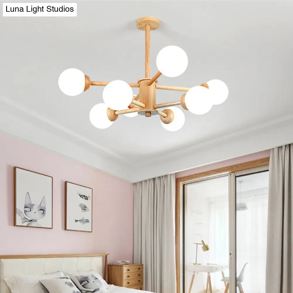 Contemporary Wooden Led Chandelier - Stylish Hanging Ceiling Light For Living Rooms 8 / Wood