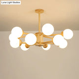 Contemporary Led Wooden Chandelier For Living Room Ceiling