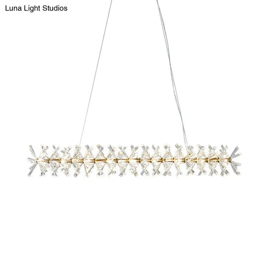 Contemporary Linear Crystal Island Lamp With 16 Hanging Lights - Perfect For Living Room