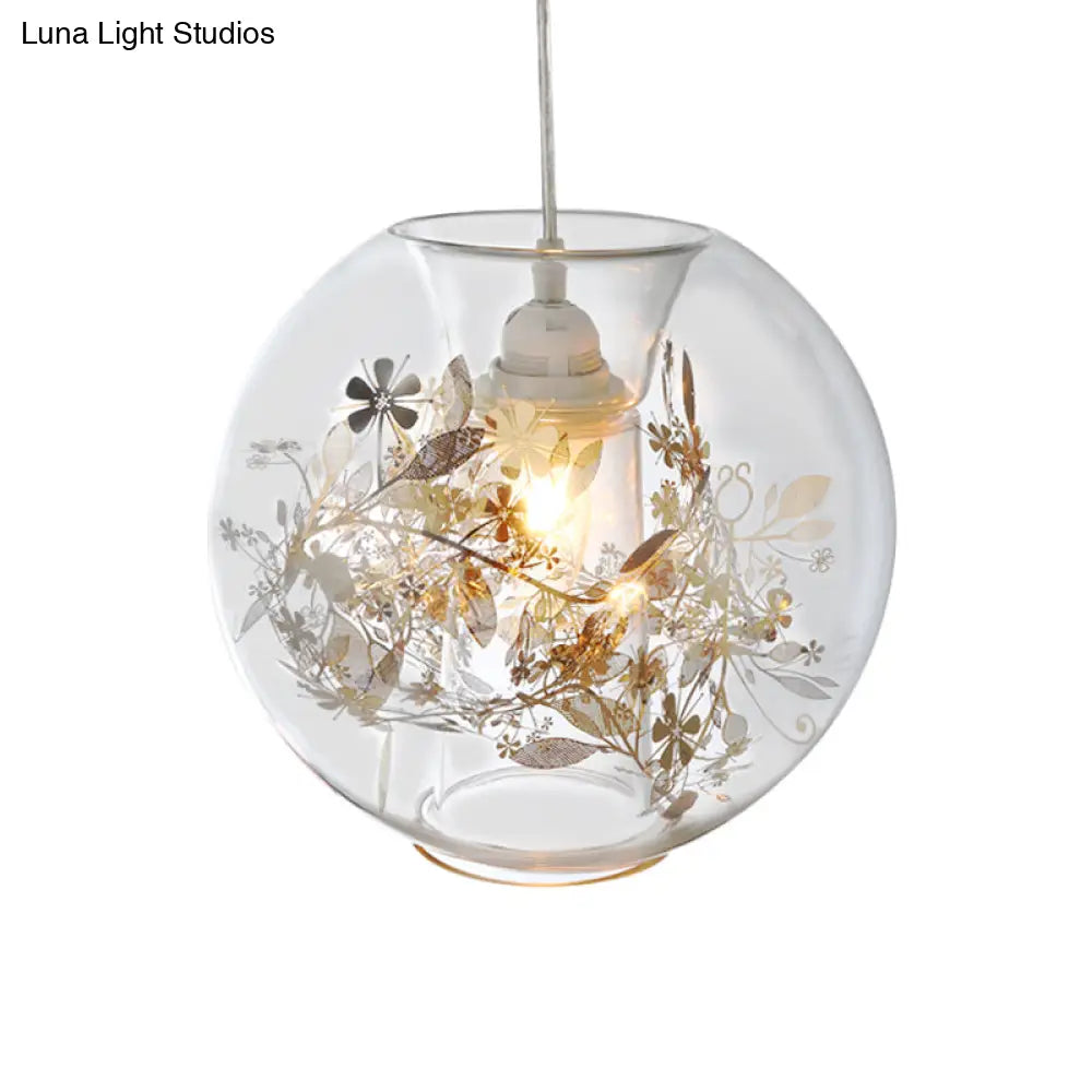 Contemporary Living Room Pendant Light With Transparent Glass Shade