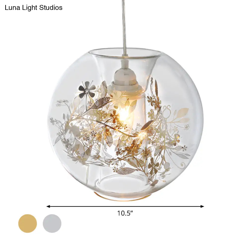 Contemporary Living Room Pendant Light With Transparent Glass Shade