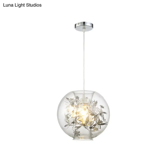 Contemporary Living Room Pendant Light With Transparent Glass Shade