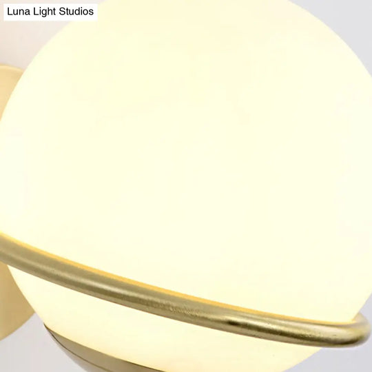 Contemporary Matte White Glass Brass Wall Sconce Light Fixture