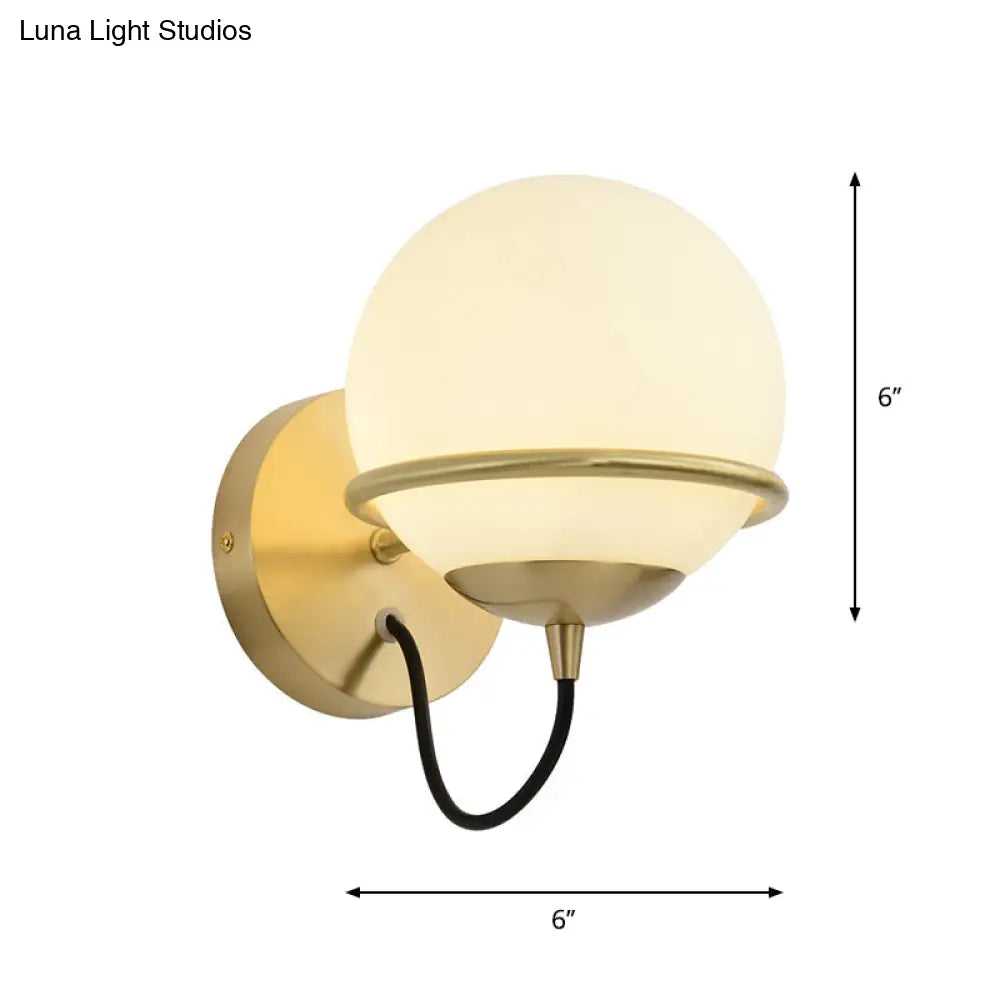 Contemporary Matte White Glass Brass Wall Sconce Light Fixture