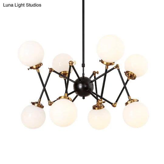 Contemporary Metal Abstract Pendant Chandelier With Orb Shade - 8 Lights For Dining Room