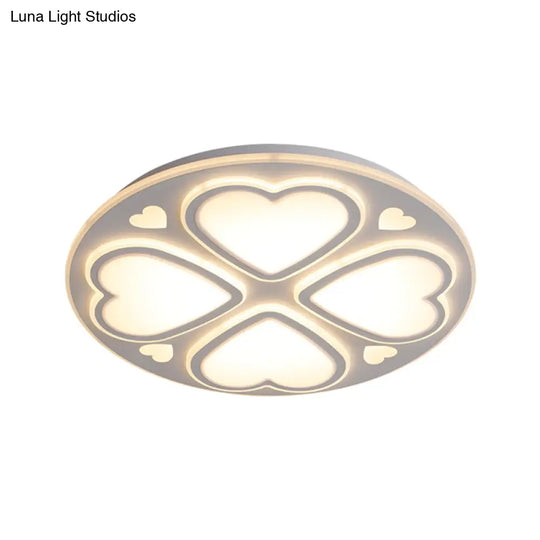 Contemporary Metal And Acrylic Clover Flush Mount Lighting - White Ceiling Lamp (16.5’/20.5’/24.5’)