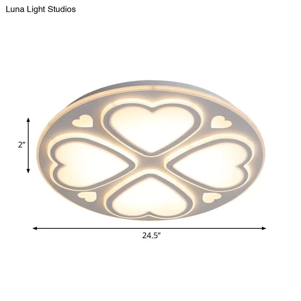 Contemporary Metal And Acrylic Clover Flush Mount Lighting - White Ceiling Lamp (16.5’/20.5’/24.5’)