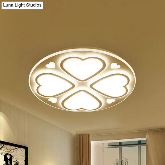 Contemporary Metal And Acrylic Clover Flush Mount Lighting - White Ceiling Lamp (16.5/20.5/24.5)