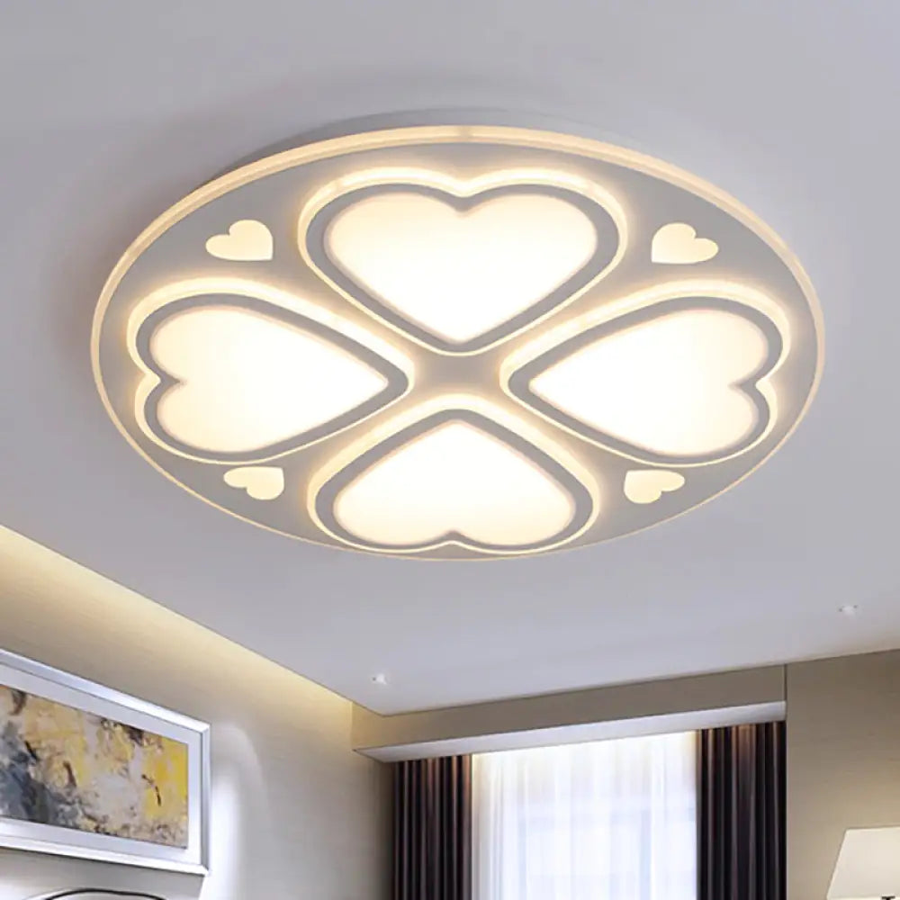 Contemporary Metal And Acrylic Clover Flush Mount Lighting - White Ceiling Lamp