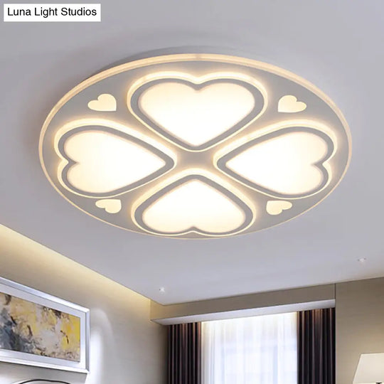 Contemporary Metal And Acrylic Clover Flush Mount Lighting - White Ceiling Lamp (16.5/20.5/24.5) /