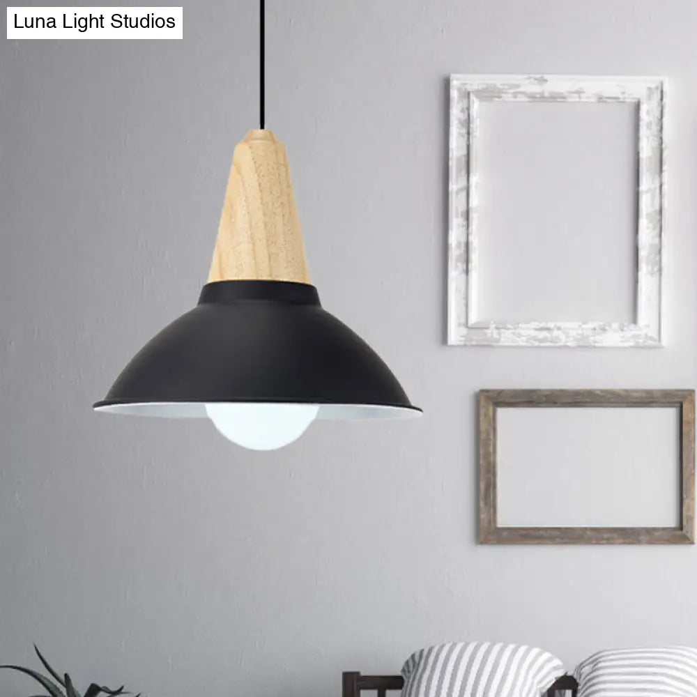 Modern Metal And Wood Hanging Lamp For Living Rooms - Black Pendant Ceiling Light