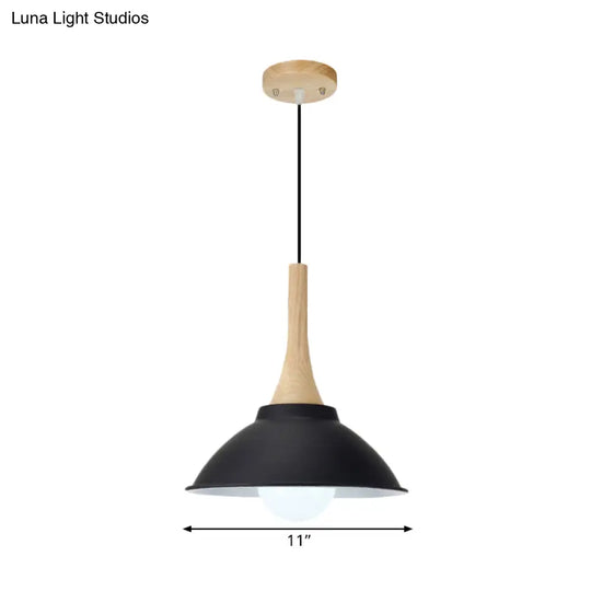 Modern Metal And Wood Hanging Lamp For Living Rooms - Black Pendant Ceiling Light