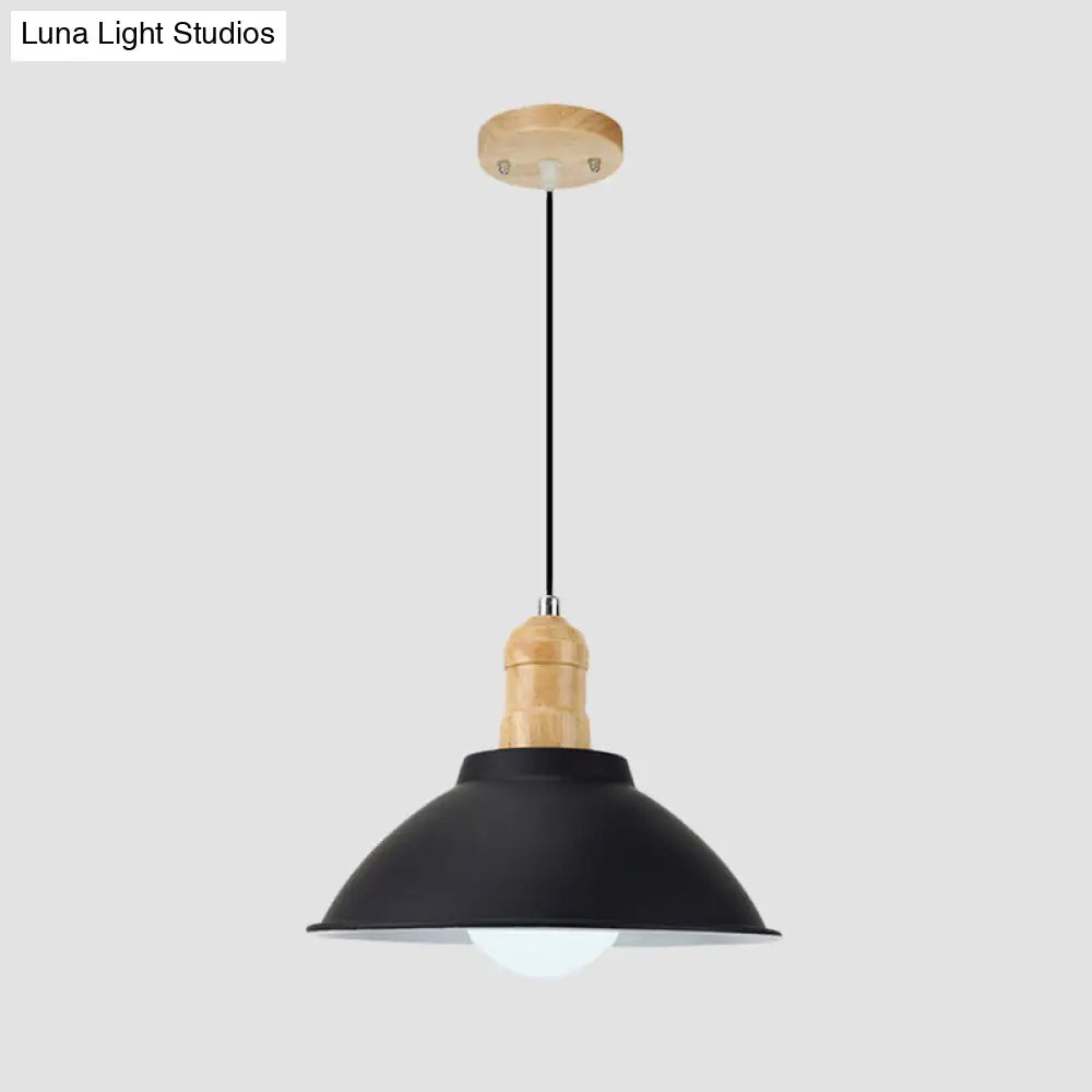 Modern Metal And Wood Hanging Lamp For Living Rooms - Black Pendant Ceiling Light