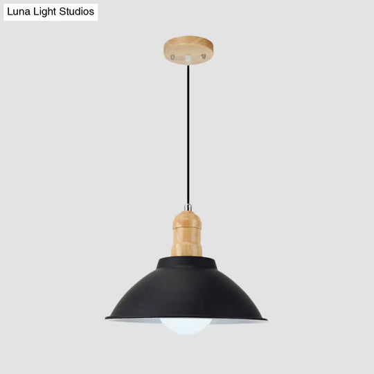 Modern Metal And Wood Hanging Lamp For Living Rooms - Black Pendant Ceiling Light