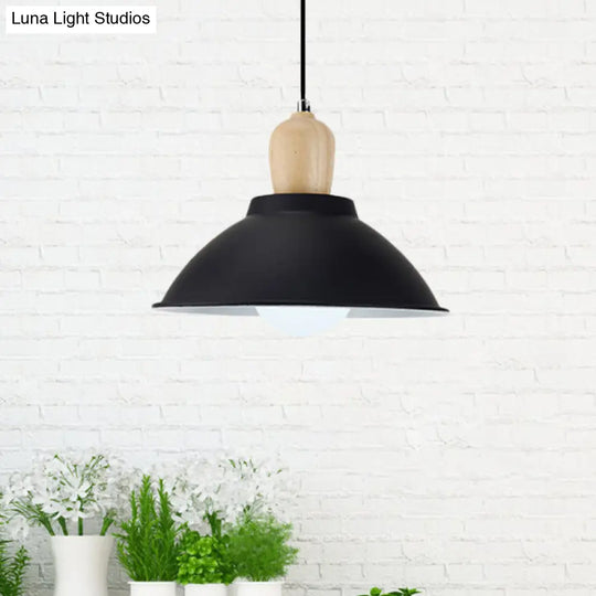 Modern Metal And Wood Hanging Lamp For Living Rooms - Black Pendant Ceiling Light