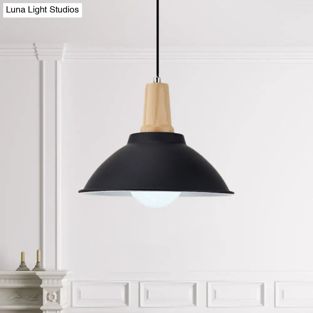 Modern Metal And Wood Hanging Lamp For Living Rooms - Black Pendant Ceiling Light / B