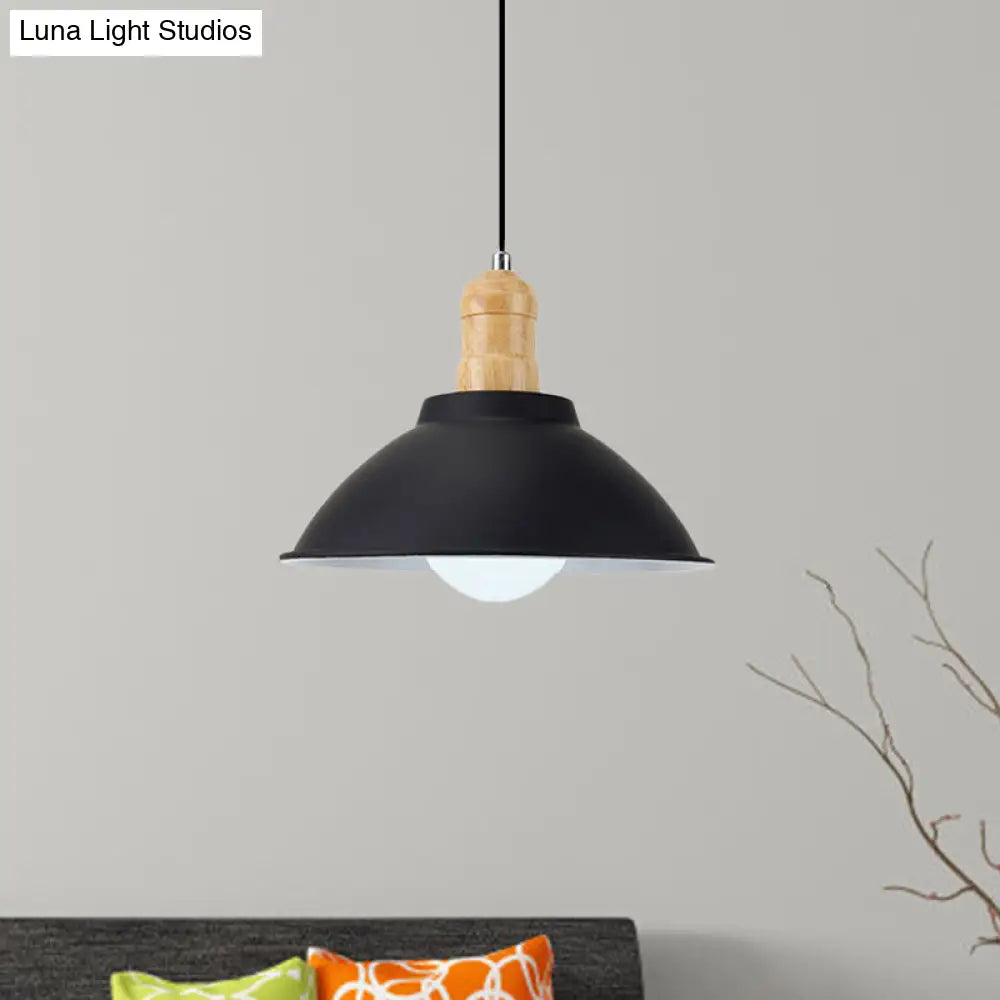 Modern Metal And Wood Hanging Lamp For Living Rooms - Black Pendant Ceiling Light