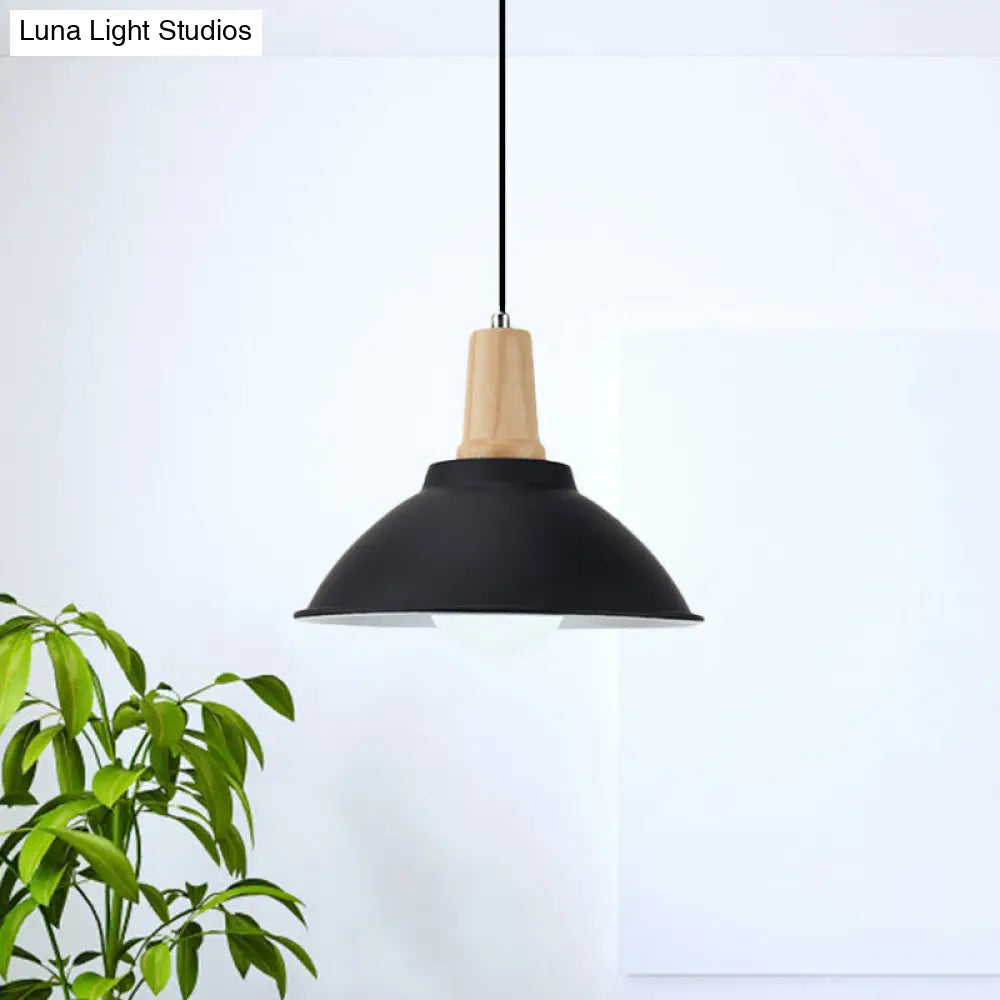 Modern Metal And Wood Hanging Lamp For Living Rooms - Black Pendant Ceiling Light