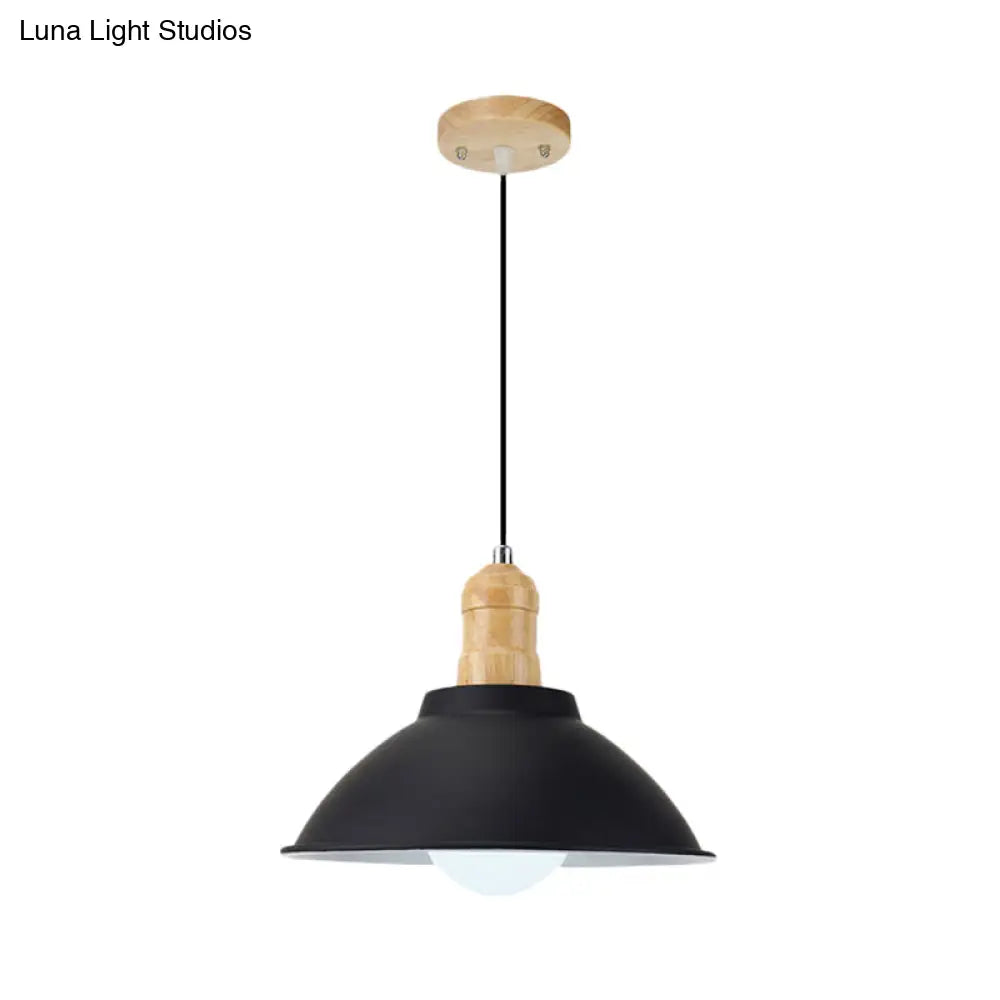 Modern Metal And Wood Hanging Lamp For Living Rooms - Black Pendant Ceiling Light