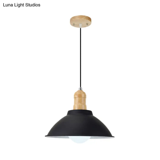 Modern Metal And Wood Hanging Lamp For Living Rooms - Black Pendant Ceiling Light