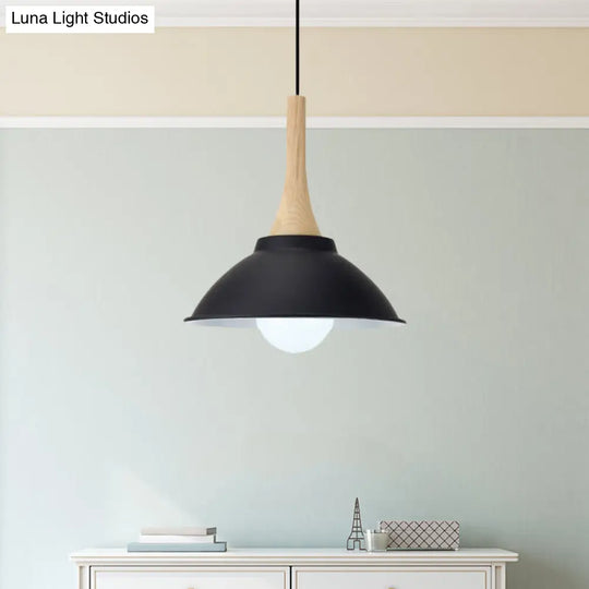 Modern Metal And Wood Hanging Lamp For Living Rooms - Black Pendant Ceiling Light