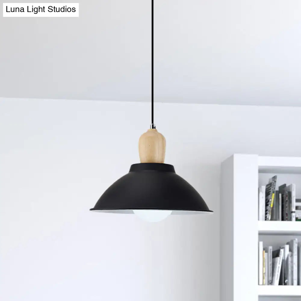 Modern Metal And Wood Hanging Lamp For Living Rooms - Black Pendant Ceiling Light