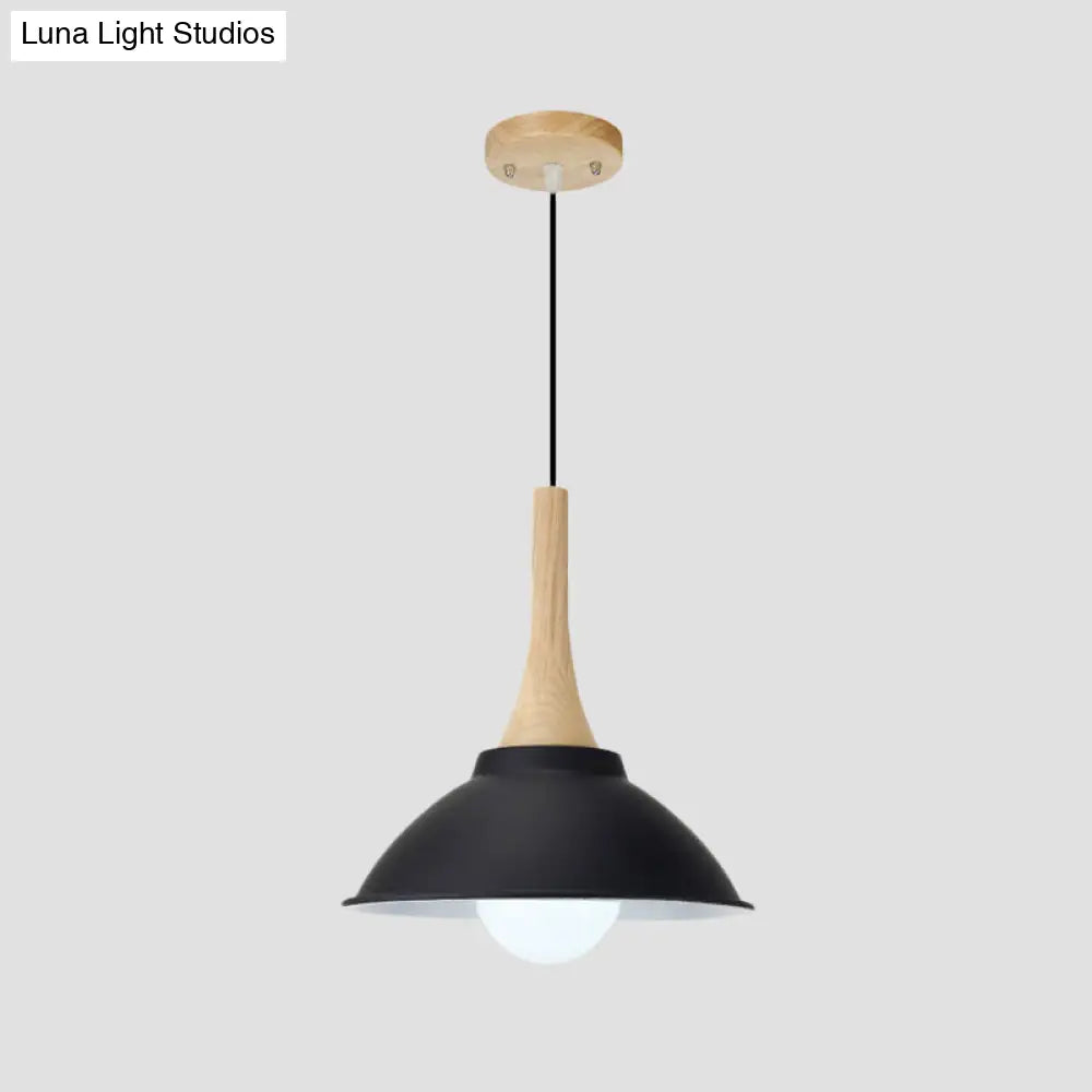 Modern Metal And Wood Hanging Lamp For Living Rooms - Black Pendant Ceiling Light