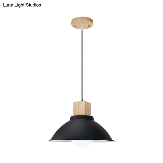 Modern Metal And Wood Hanging Lamp For Living Rooms - Black Pendant Ceiling Light