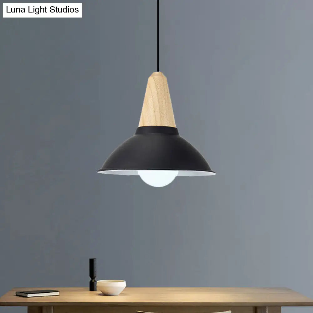 Modern Metal And Wood Hanging Lamp For Living Rooms - Black Pendant Ceiling Light