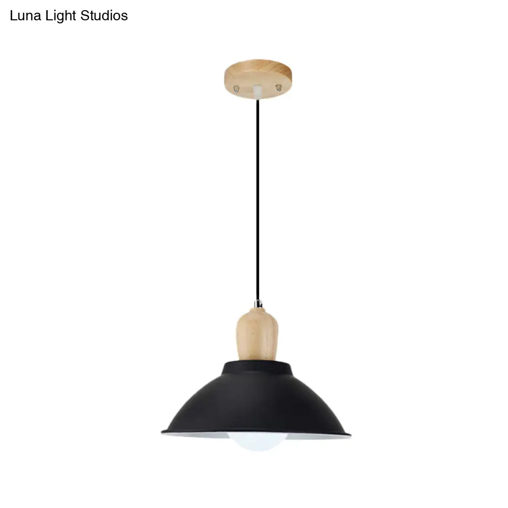 Modern Metal And Wood Hanging Lamp For Living Rooms - Black Pendant Ceiling Light