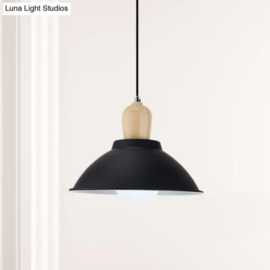 Modern Metal And Wood Hanging Lamp For Living Rooms - Black Pendant Ceiling Light / C