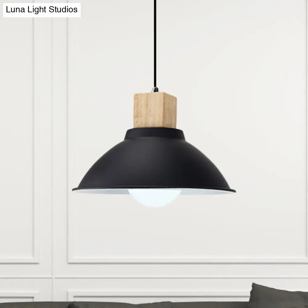 Contemporary Metal And Wood Hanging Pendant Ceiling Light In Black